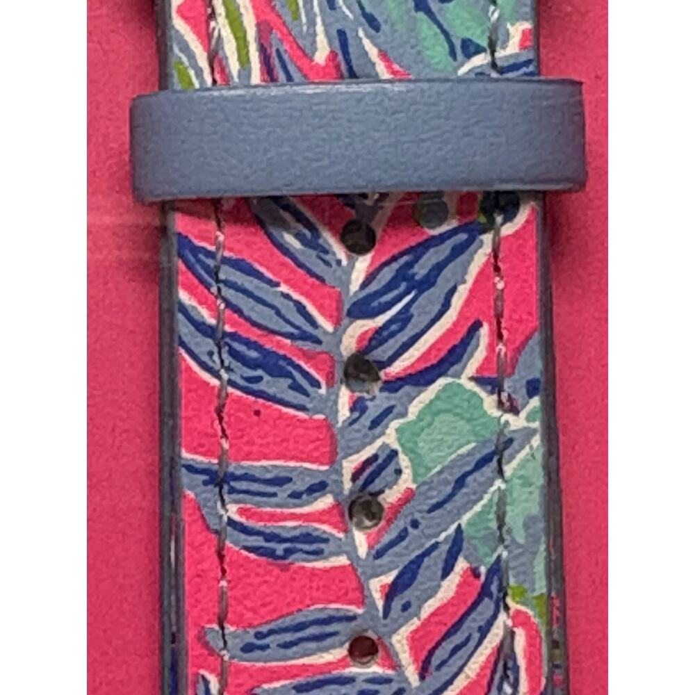 Lilly Pulitzer Pink Blue Leather Apple Watch Band 38,40mm Lil Earned Stripes NIB - Picture 2 of 12